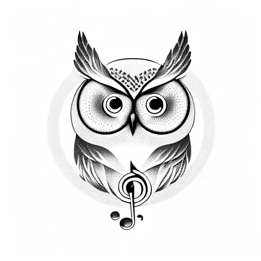 A Musical Note Intertwined With The Silhouette Of An Owl
