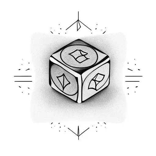 Square Dice With A Flower And The Word Six