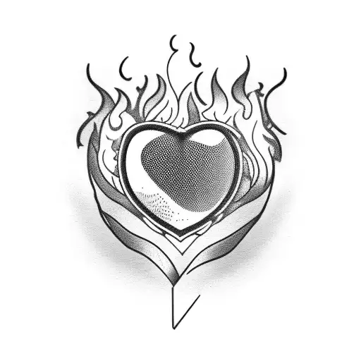 A Heart-shaped Football With Flames Surrounding It