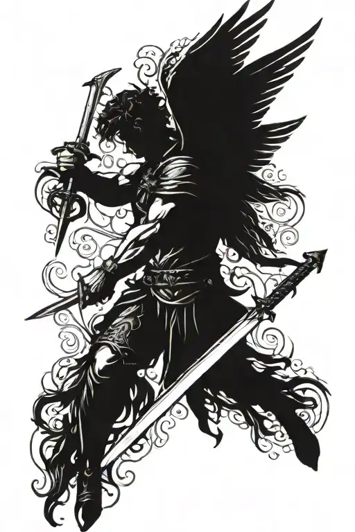 Archangel Lucifer Wielding His Sword