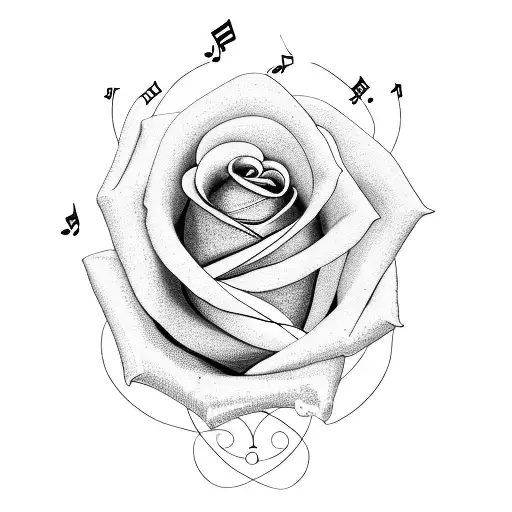 A Musical Note Intertwined With A Delicate Rose