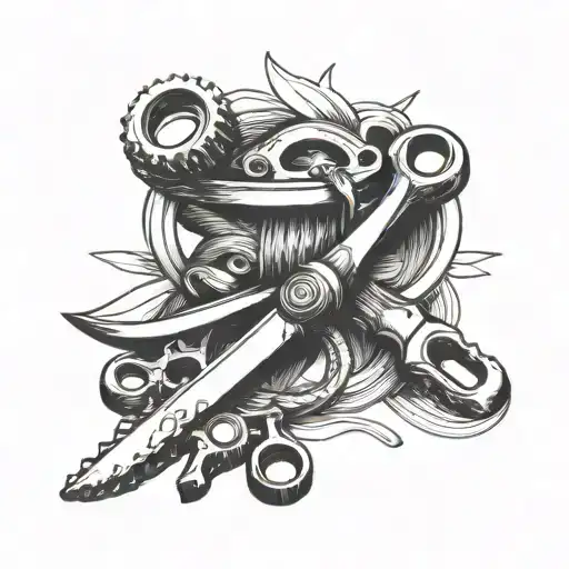 Ring Spanner And Hair Cutting Scissors