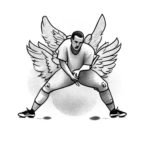 An Angel Pushes A Soccer Player From Behind While He Is Trying To Get The Ball