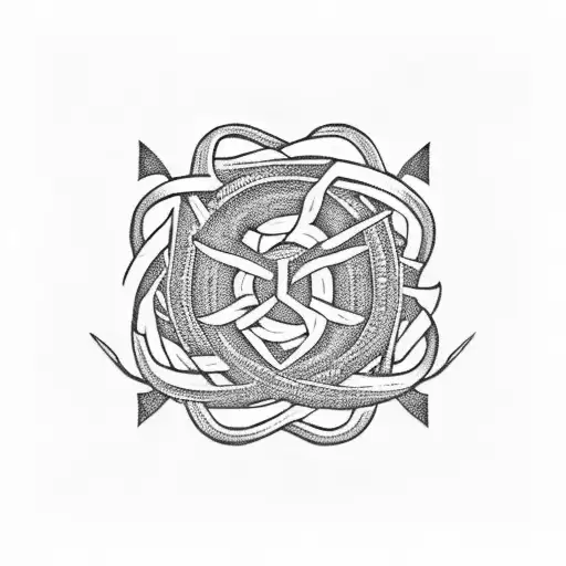 A Survivor Symbol Intertwined With A Renassaince-inspired Pattern
