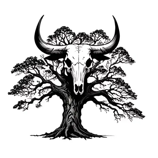 Old Tree With Bull-skull On It