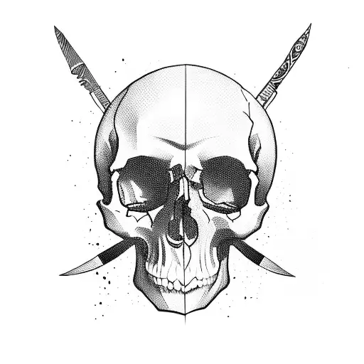 Skull With Knife Embedded