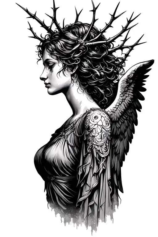 An Angel Woman With Thorns On The Head