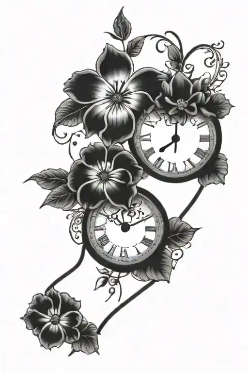 Clock Footprints Flowers