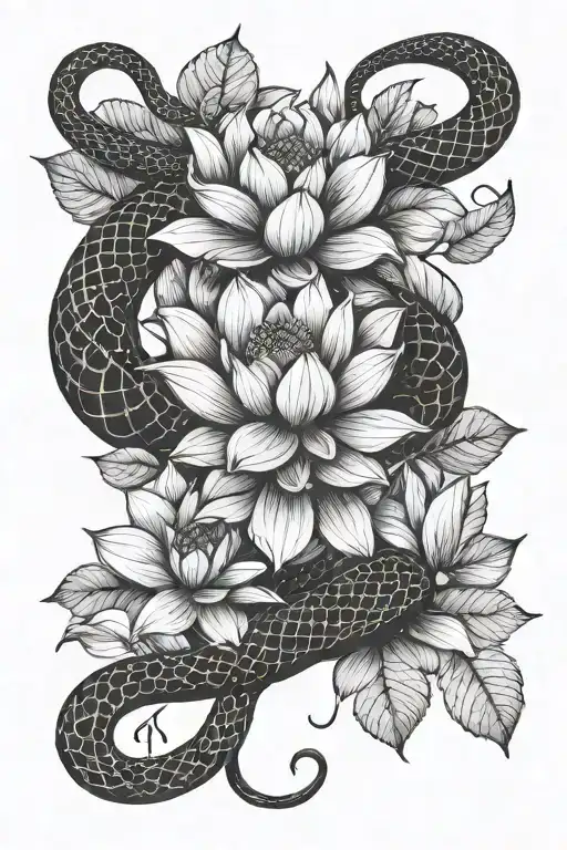 Cobra And Lotus Flower