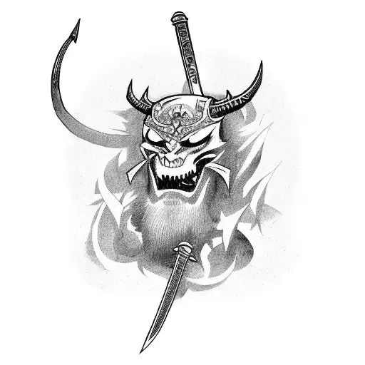 Demon Samurai With Sword And Banner