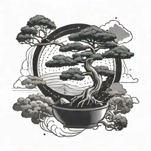 A Bonsai Tree Growing On A Voyage Through Space