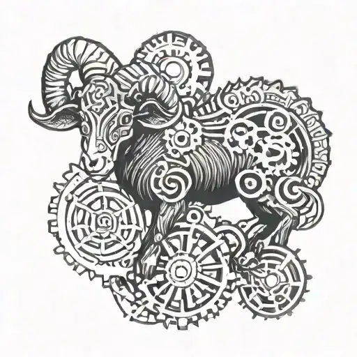 A Clockwork Ram With Intricate Gears And Cogs Representing The Zodiac Sign Aries