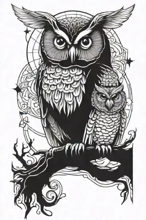 Kundalini And Owl Perched On Top