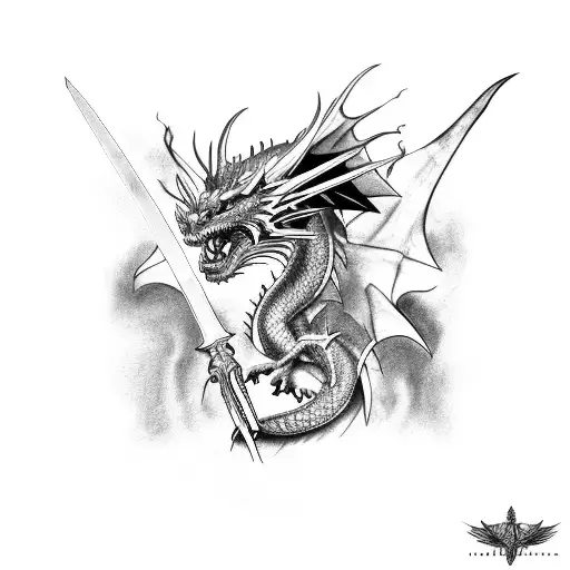 Dragon With A Sword Across The Head