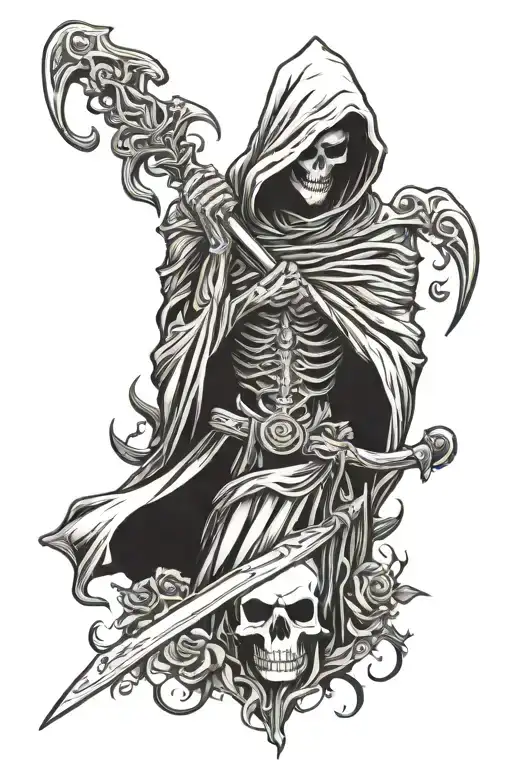 Grim Reaper And Name Tatto