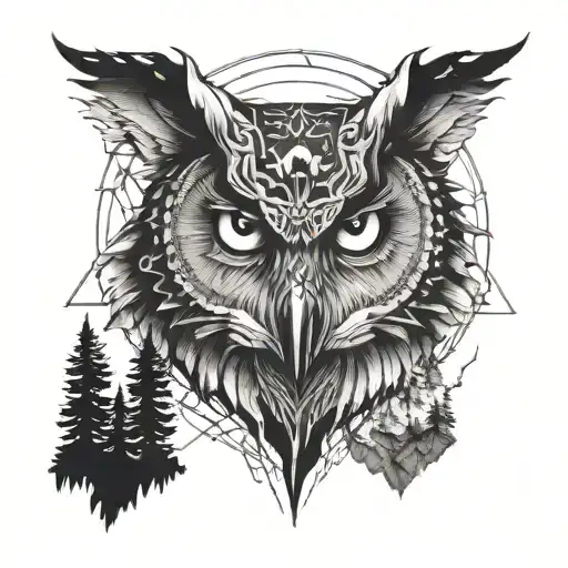 Moutain Owl And Wolf