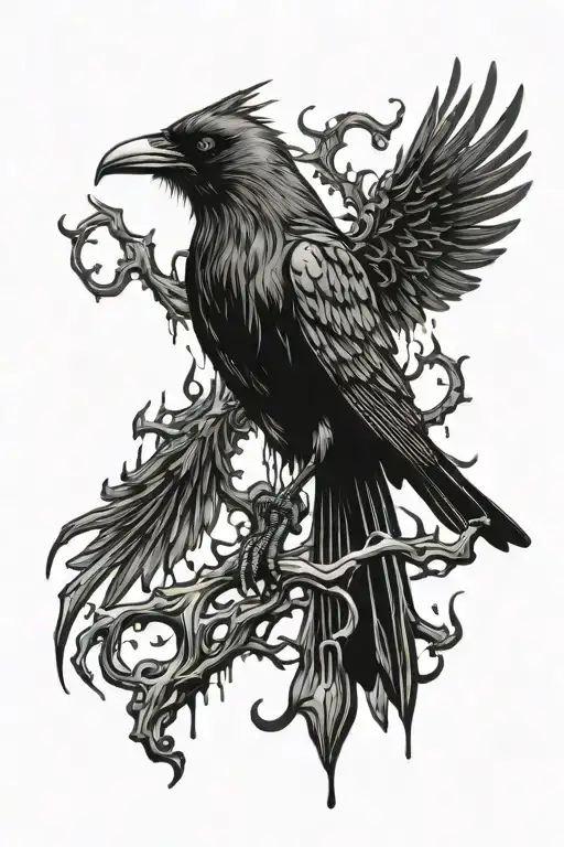 Spooky Crow Dripping Blood Dripping