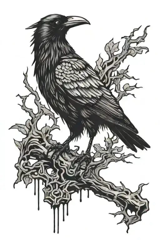 Spooky Crow Dripping Blood