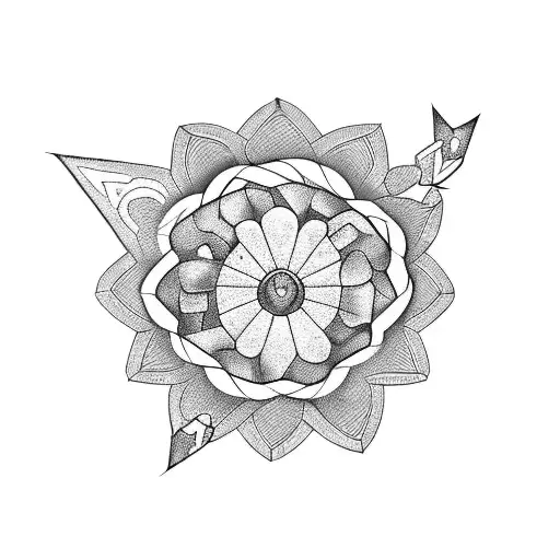 A Blackwork Tattoo Of A Rock Flower With A Star Wars Twist