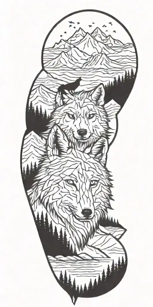 Wolf And Mountain Range