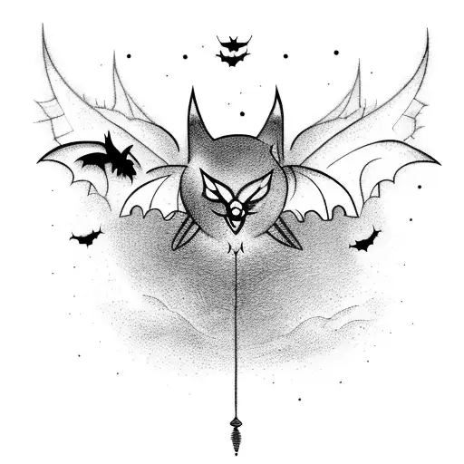 A Mystical Forest With Bats Flying Overhead