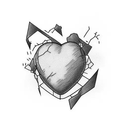 Simple Broken Heart With Stitches & Y & L Shaped Scars