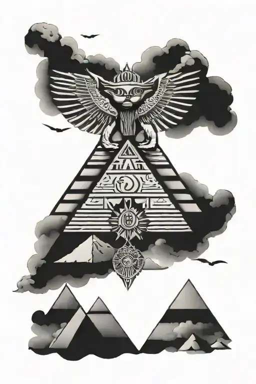 Egyptian Ra Inside A Pyramid