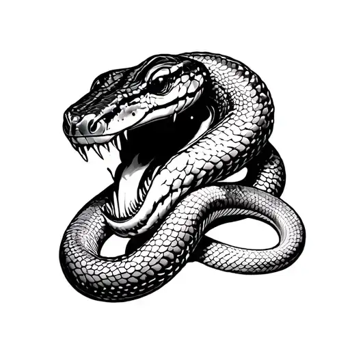 Snake Biting Into Skin