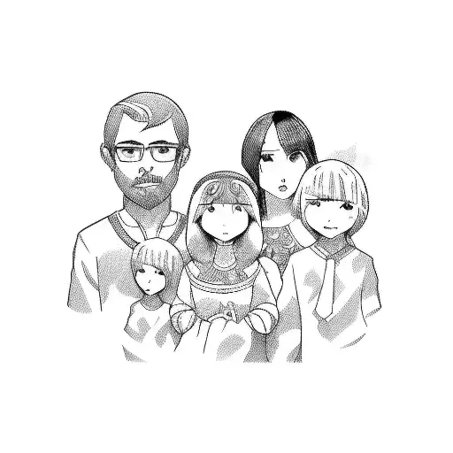 Family Portrait With Anime Style