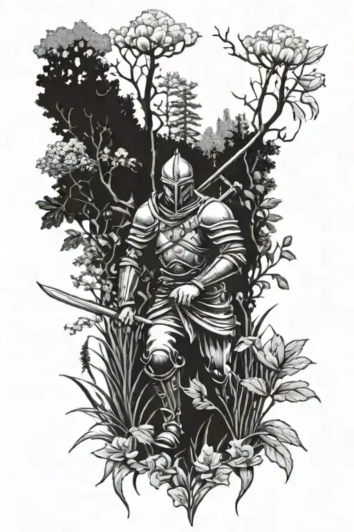 Warrior In A Garden Scene