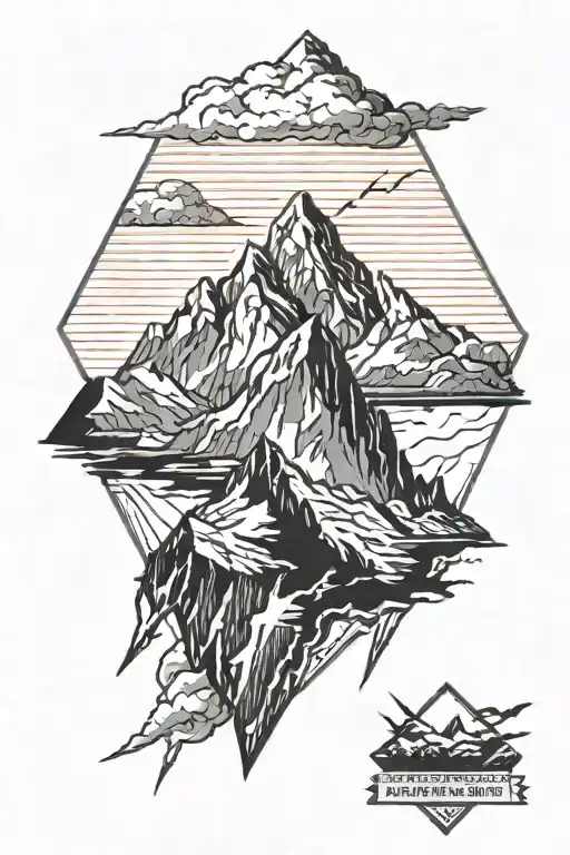 Mountain Drawn In A Lightning Bolt Shape Inside
