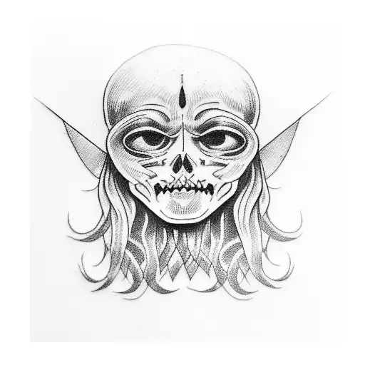 Mini Tatto Head Ghost With Straw Hat