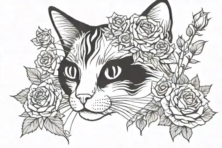 Cat Smells Roses