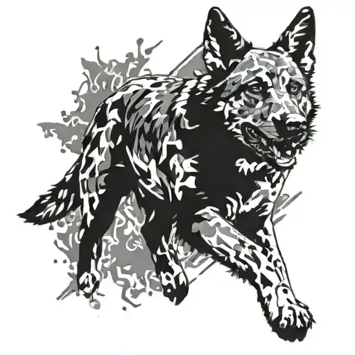 A Military Dog In Action With A Camouflage Background