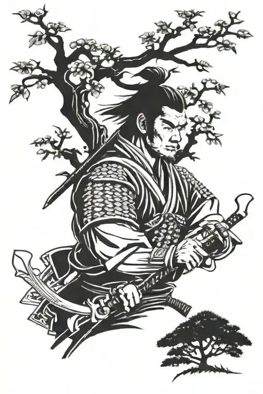 Samurai With Tree Behind It