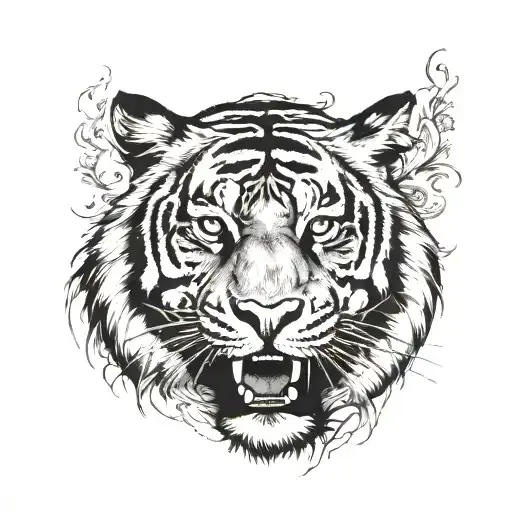 Tiger And Quote Written