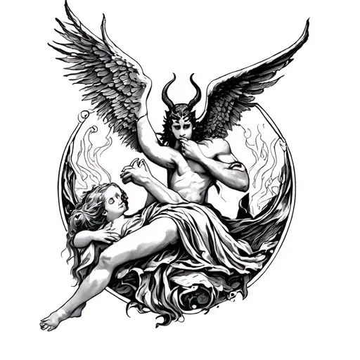 Devil Holding Angel Falling