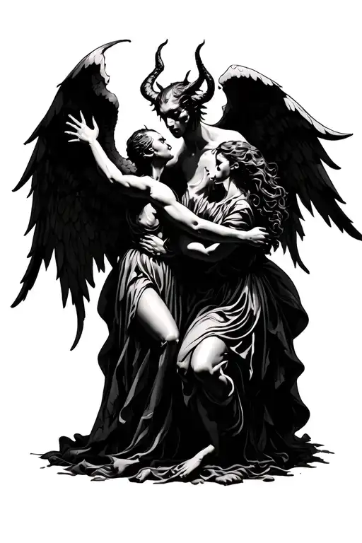 Devil Holding Angel Falling