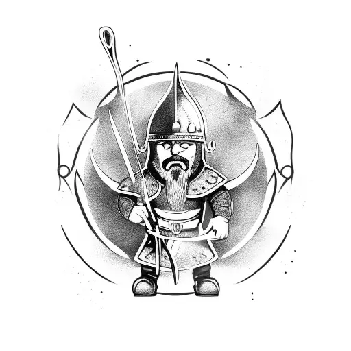 A Fierce Viking Warrior Holding A Skillet And Cooking Over A Fire