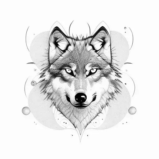 Wolf And Raven Half Face Each