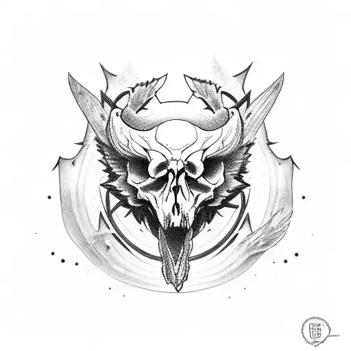 Crow On A Wolf's Skull