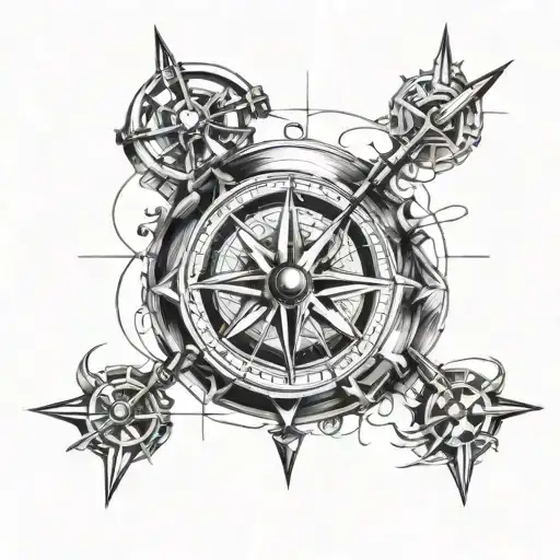 Combine Elements Of A Clock And Compass In A Tattoo Symbolizing Patience And Precision