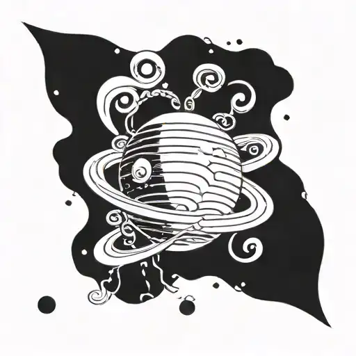 The Planet Neptune With Its Four Rings In The Shape Of A Musical Score