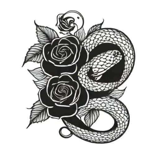Snake And Rose Intertwined