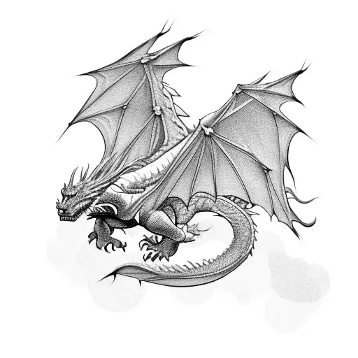 A Majestic Dragon Flying Over A Sprawling Landscape Of Mountains And Forests