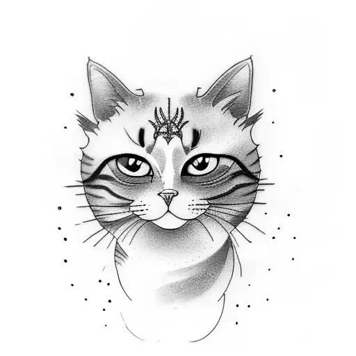 A Delicate Tattoo Of A Graceful Cat Surrounded Stylus Femme By Natire