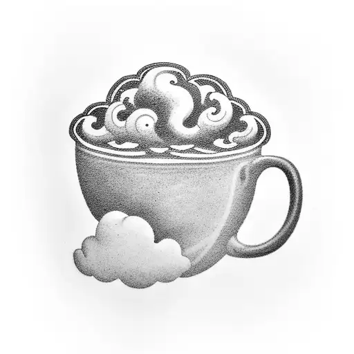 A Coffee Cup With A Steam Cloud Shaped Like The One Piece Logo