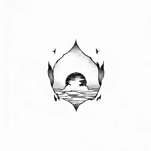 A Polaroid Picture Of The Sunset Over The Ocean