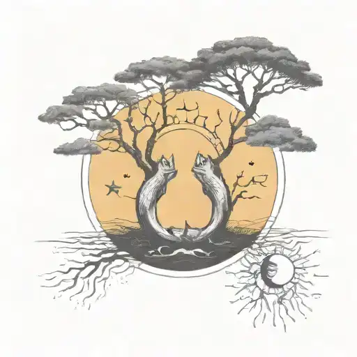 Put Everything Inside A Circle With The Sun And Moon