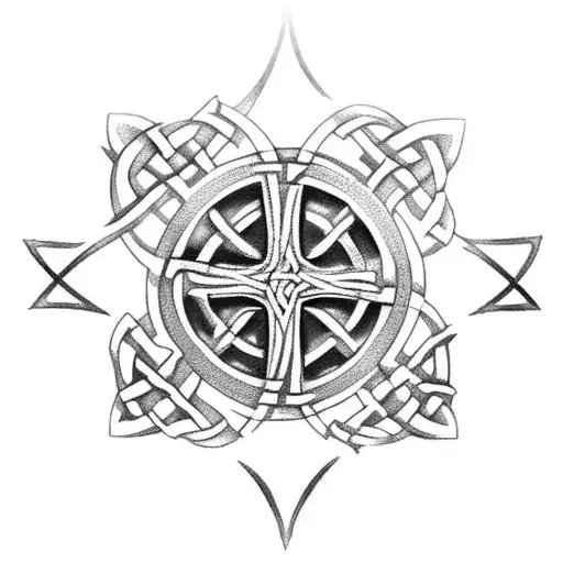 Celtic Cross With The Names Mateo And Ethan On Each Side Of The Cross